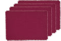 Solino Home Linen Beet Placemats Set of 4-100% Pure Linen Placemats 14 x 19 Inch for Valentines, Winter - Fringe
