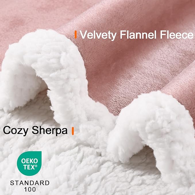 Smiry Waterproof Blanket Throw for Large Dogs, Soft Reversible Dog Blanket for Sofa Couch Bed, Washable Leakproof Sherpa Fleece Furniture Couch Protector(40"x60", Pink/White)