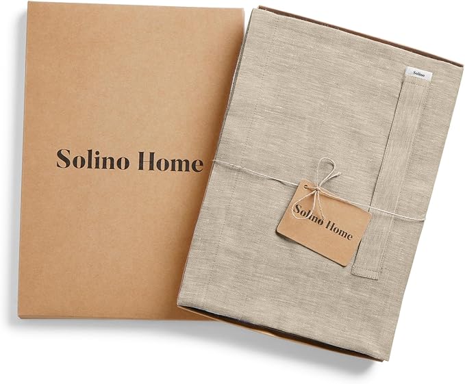 Solino Home Linen Bistro Server Apron - Extra long ties with Pockets - 100% Pure Linen Midi Half Apron for Men and Women