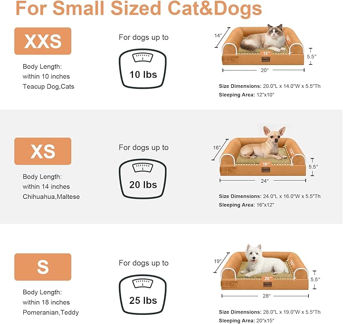 Large Dog Bed Orthopedic Washable: Beds Bolster XL Bed Big XLarge Dogs Egg Crate Foam Couch Sofa Waterproof with Removable Cover - Orange