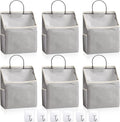 Chumia 6 Pack Wall Hanging Storage Basket Bathroom Closet Hanging Storage Bag over the Door Organizer Basket Bedroom Wall Organizer Waterproof Linen Cotton Box Containers and 10 Hooks(Grey)