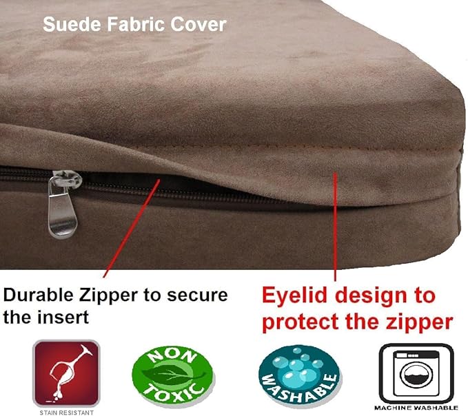 Dogbed4less Orthopedic Gel Infused Cooling Memory Foam Dog Bed for Large Dog, Waterproof Lining and Machine Washable Pet Bed Cover, XXL 55X37X4 Inches