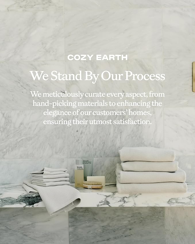 Cozy Earth Waffle Washcloths - 60% Cotton 40% Viscose from Bamboo Washcloths 13 x 13 Inches - Soft & Absorbent Terry, Reversible Mini Textured Waffle & Weave Pattern - 4 Pack