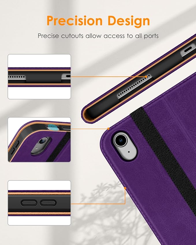 DTTO for iPad (A16) 11th Generation Case 11 Inch 2025, iPad 10th Generation Case 10.9 Inch 2022, Premium Leather Business Folio Stand Cover with Pencil Holder - Auto Wake/Sleep, Dark Purple