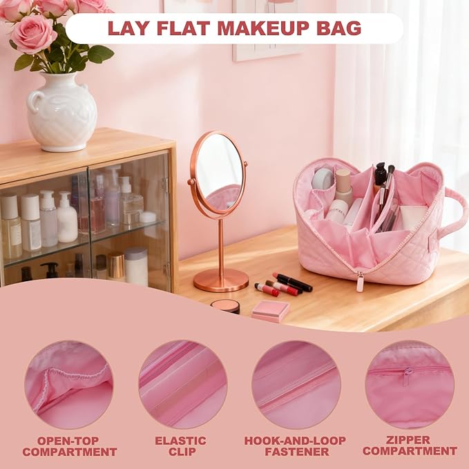 SXS LACONIC Makeup Bag,Quilted Puffer Cosmetic Bags,Travel Toiletry Bag for Women,Large Capacity Waterproof Make up Bag Set