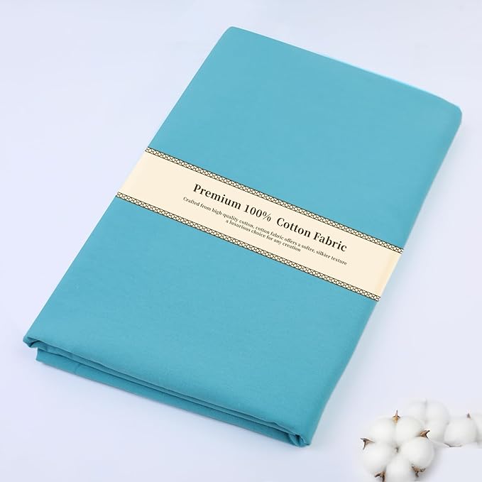 Cotton Fabric Natural Cotton Poplin Fabric by The Yard 100% Cotton, 59 Inches Wide Soft Embroidery Fabric Material for Quilting, Sewing, Crafts, Binding, Backing and Lining (Teal, 3 Yard)