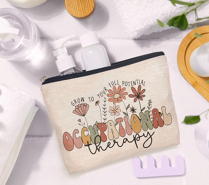 IWXYI Occupational Therapy Gifts,Boho Therapist Occupational Therapy Makeup Bag Make up Bag Zipper Pouch Travel Toiletry,Therapist Gifts,Ot Gifts,Gifts For Occupational Therapy