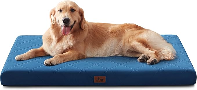 Warmrest Orthopedic XL Dog Bed Mat for Extra Large Dogs, Waterproof Dog Crate Bed with Removable Cover, Washable Pet Bed for Crate, 41"x28"