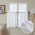 Lecloud Bessie White Kitchen Curtains 30 Inch Length 2 Panels, Light Filtering Cafe Short Curtains with Dual Rod Pocket, Semi Sheer Window Treatments for Bathroom Bedroom, Each 30 W x 30 L
