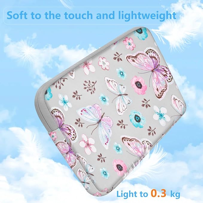 ZINMARK Laptop Sleeve Case 13-14 inch with Small Case, Neoprene Rainproof & Shockproof Cover for MacBook Pro 14" M3 M2 M1 and 13.3" MacBook Air/Pro, XPS 13/14 & Most 13"-14" Notebooks，Butterfly
