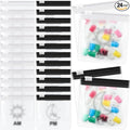 24 Pieces Pill Pouch Bags Zippered Pill Pouch Set Reusable Translucent Medicine Organizer Self Sealing Medicine Bag Travel Plastic Pill Bags with Slide Lock Pill Baggies for Pills (Black, Clear)