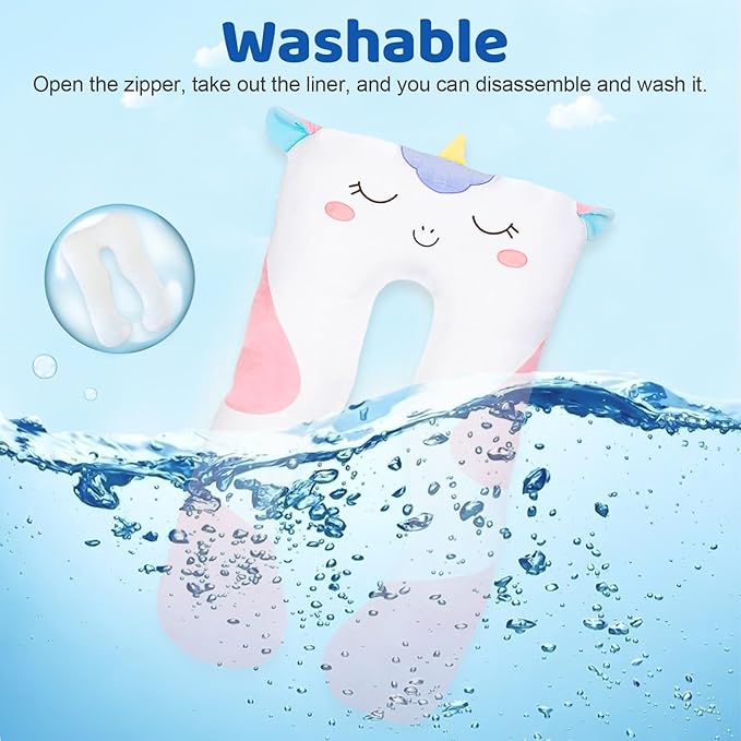 MLdian 47x23 inch U Shaped Long Plush Body Pillows for Kids, Stuffed Animal Unicorn Soft Large Pillow for Sleeping, Big Cute Plushies, Washable Cover, Gift for Boys and Girls
