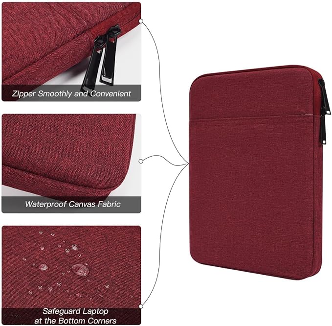 Tablet Sleeve Bag for 2025 11 inch iPad A16, 11 inch iPad Air M3/ 10.9 inch iPad 10th/ Pro 11 M4, Galaxy Tab A8 10.5" Case Pouch, Fit Apple Smart Keyboard, Wine Red