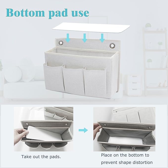Someteth Wall Hanging Organizer Bag/Hanging Baskets with Large Mesh Compartment & 3 Pockets，Over the Door Organizer Space Saving Storage for Bedroom,RV Camper, Closet (White- 1 Pack)