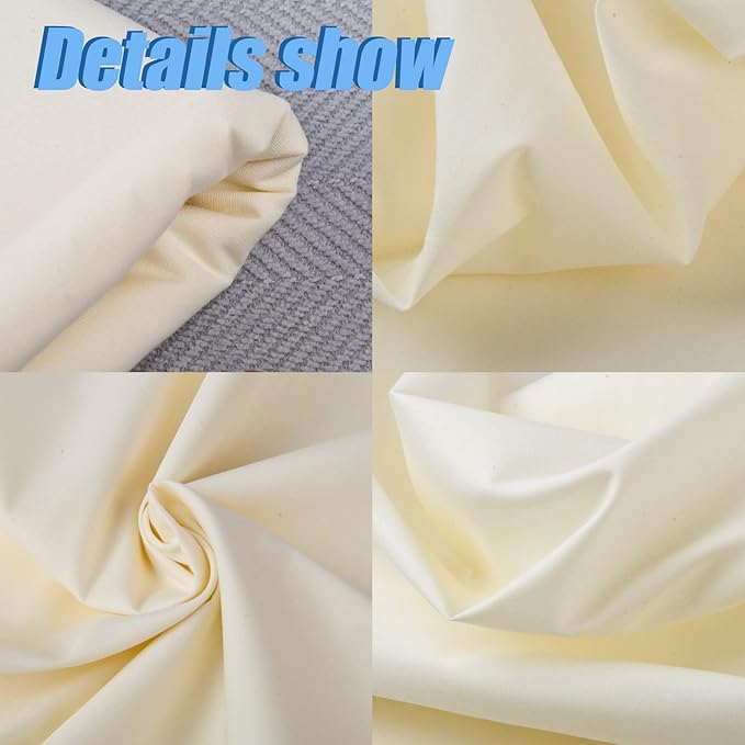 2 Yard Ivory Cotton Fabric,Natural Cotton Poplin Fabric by The Yard,59 Inches Wide 100% Cotton Fabric,Soft Embroidery Muslin Quilting Material for Sewing Material Apparel Cloth