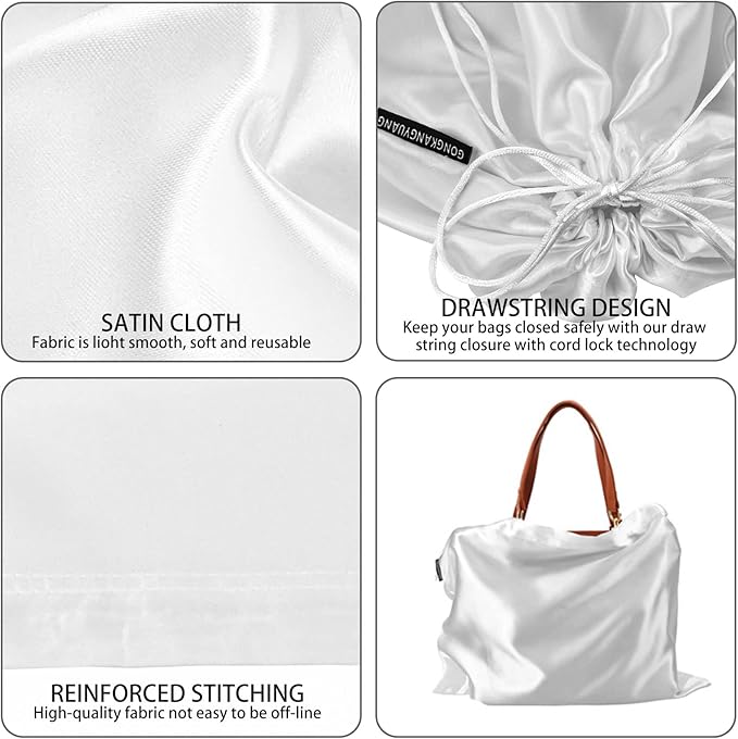 GONGKANGYUAN 30 Pack Dust Bags for Handbags Travel Storage Pouch, Silk Handbag Dust Cover Bags for Purses Pocketbooks Shoes Boots