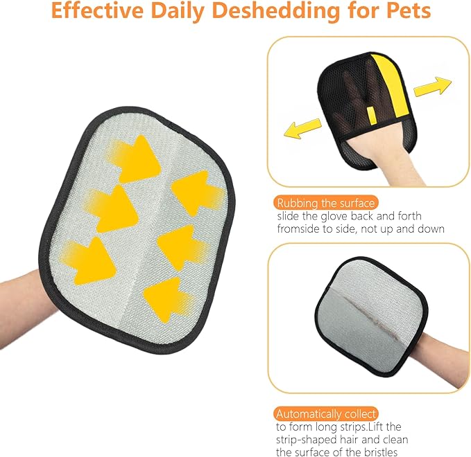 UIQELYS Pet Grooming Gloves for Cats & Dogs – Gentle Deshedding & Massage Brush Glove, Efficient Hair Remover with Static Adsorption, Soft Silicone Tips, Easy to Clean & Comfortable Fit