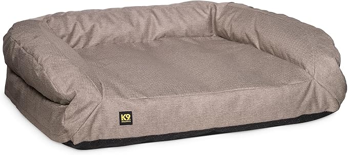 K9 Ballistics Tough Bolster Nesting Pillow Sofa Dog Bed for Toy and X Small Breeds - Durable, Water Resistant with Removable, Washable Cover & Nonskid Bottom 24"x18", Taupe Premium Finish