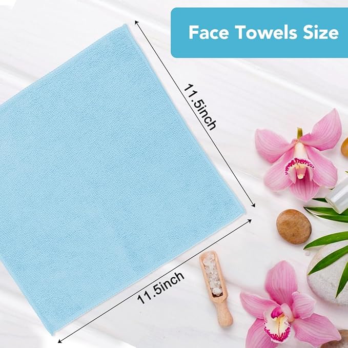 Orighty Washcloths Towels Set 20 Pack, Highly Absorbent and Soft Feel Microfiber Face Cloths, Multi-Purpose Wash Cloths & Hand Towels for Bathroom, Hotel, Spa, and Gym, 11.5x11.5 Inch, Multicolor