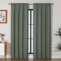 Lecloud Bessie Olive Green Curtains 84 Inches Long 2 Panels, Airy Privacy Light Filtering Curtain Drapes, Faux Linen Textured Rod Pocket Curtains for Bedroom Living Room Dining Room, Each 40 W x 84 L