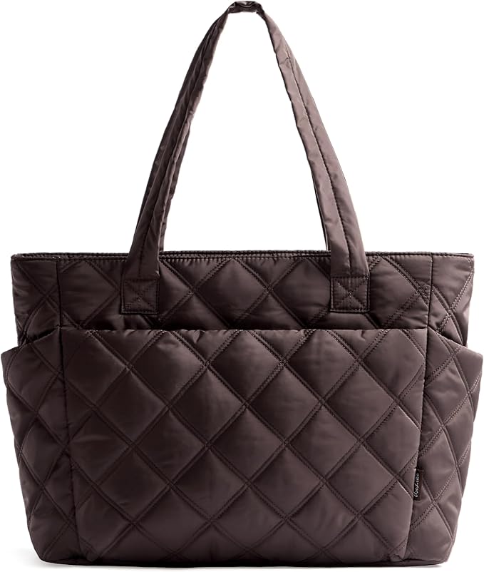 Uselike Tote Bag for Women, Lightweight Puffer Tote Work Bags with Compartments for Travel, Quilted Shoulder Bag with Zipper