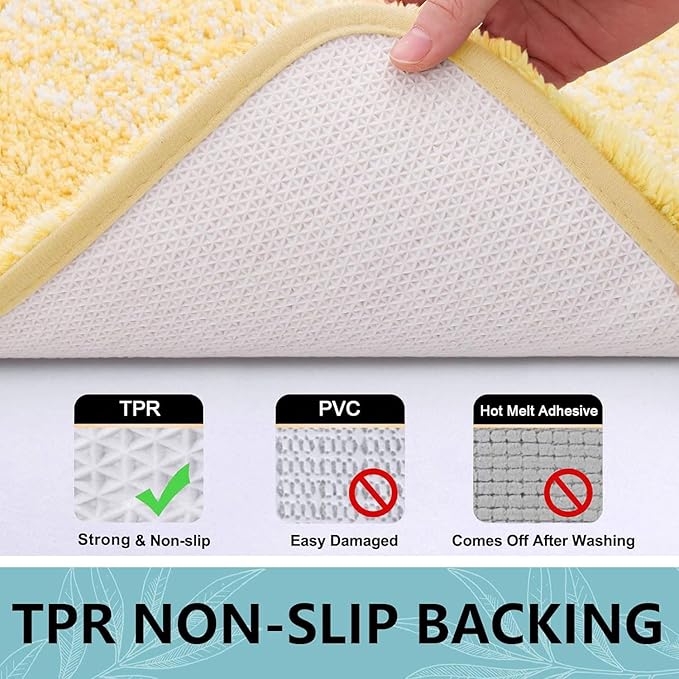 Arotive Microfiber Bathroom Rugs, Shaggy Soft and Absorbent Bath Rug, Non-Slip, Thick Plush Machine Washable Dry Bath Mats for Bathroom, Tub and Shower, 24x16, Light Yellow, Rectangular