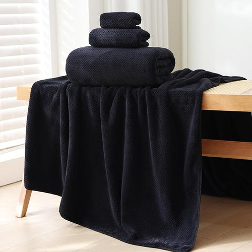 Akzpe 40x80 Inches Bath Sheets Towels for Adults Oversized Bath Towels Extra Large Luxury Super Soft Absorbent Quick Dry Microfiber (Black,6PCS)