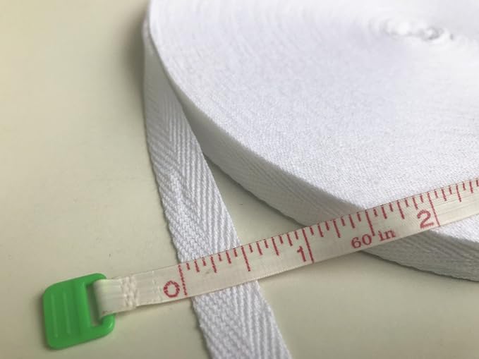 QIANF Twill Tape Ribbon 100% Cotton White 1/2 Inch Wide 50 Yard Roll Herringbone Tape(1/2 Inch-50Yard, White)
