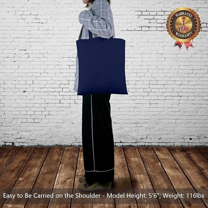 TOPDesign 24-Pack Economical 16"x15" Navy Blue Cotton Tote Bag, Lightweight Medium Reusable Grocery Shopping Cloth Bags, Suitable for DIY, Advertising, Promotion, Gift, Activity