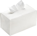 REGELETO Rectangular Tissue Box Cover, Pu Leather Rectangle Tissue Box Holder with Bottom Belt Modern Stylish Tissue Box Organizer for Home, Car, Hotel, Office 9.5"X5"X5" (Off-White)