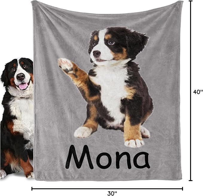 GlisterGlow Personalized Dog Blanket, Customized Pet Blankets with Name Picture, Throw Blanket for Small Medium Large Dog Puppy Cat