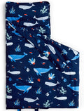 david's kids Toddler Nap Mat Set with Removable Pillow, Ultra Soft Slumber Bags for Boys，Perfect for Preschool, Daycare, Kids Sleeping Bags with Rollup Design, 50"x20", Ocean Animals Dark Blue