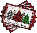 Christmas Tree Placemats Red Country Farmhouse Buffalo Plaid Winter Snowflake Christmas Tree Placemats Table Kitchen Dining Party 12x18 Inch Set of 4