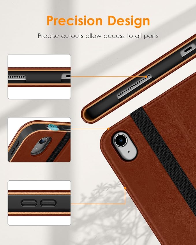 DTTO for iPad (A16) 11th Generation Case 11 Inch 2025, iPad 10th Generation Case 10.9 Inch 2022, Premium Leather Business Folio Stand Cover with Pencil Holder - Auto Wake/Sleep, SaddleBrown