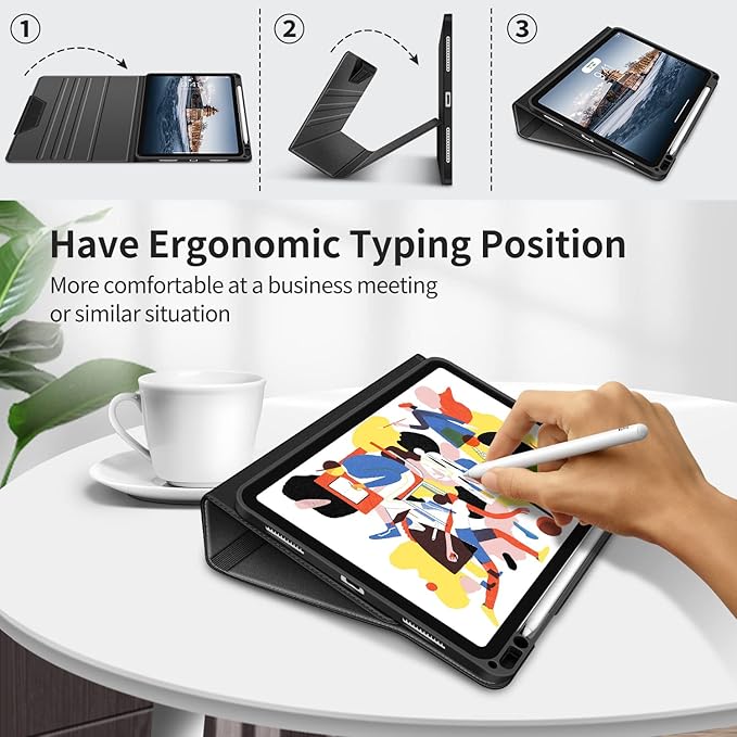 H HOLIMET Case for iPad Air 11" M3 (2025)/ M2 (2024)/ iPad Air 4th & 5th Generation10.9 Inch 2022/2020 Soft Back Shockproof Protective Cover with Pencil Holder Vegan Leather Auto Sleep/Wake