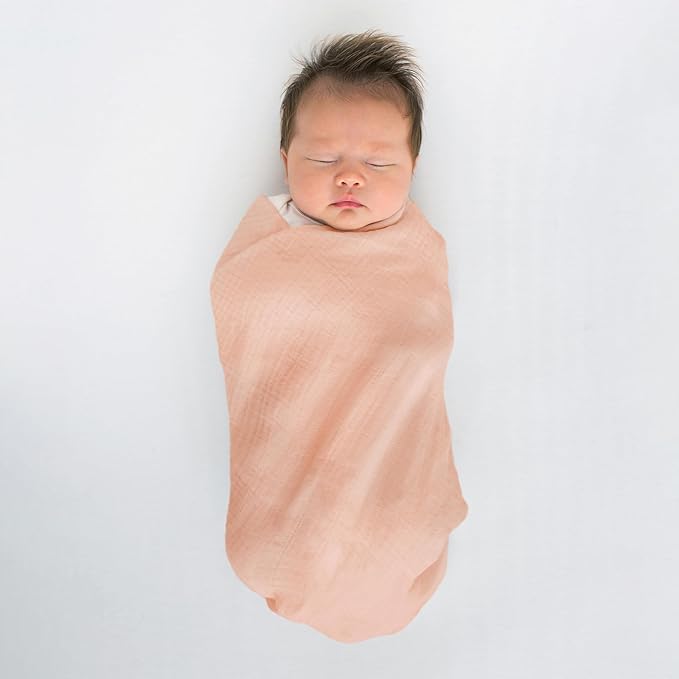 SwaddleDesigns Cotton Muslin Swaddle Blanket, Receiving Blanket for Baby Girls, Best Registry Gift, 46x46 inches, Pink Serenity Stripes