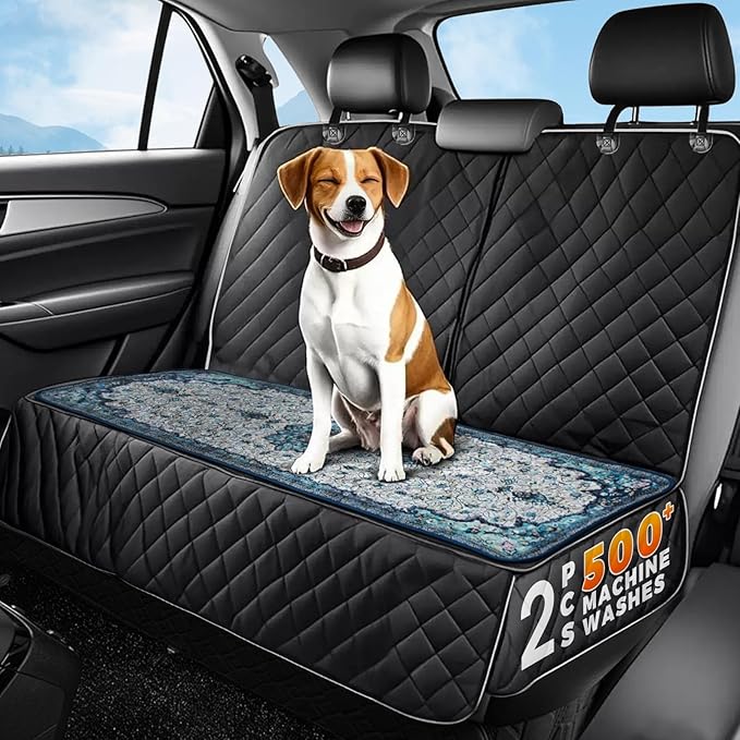 Hompet 2 Pack Waterproof & Absorbent Dog Car Seat Cover Mat, Fits Most Dog Car Hammocks, Washable Reusable Backseat Protector Pad, Quick Dry Leak-Proof Non-Slip Pet Travel Mat for Cars, 18"x54"