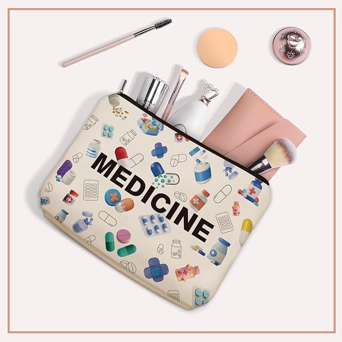 Girlly Medicine Makeup Bag Gifts: Colorful Medical Themed Cosmetic & Toiletry Organizer Pouch For Teen Girls & Women Doctor Nurse Healthcare.Ideal Gift For Travel, Birthdays, & Christmas.