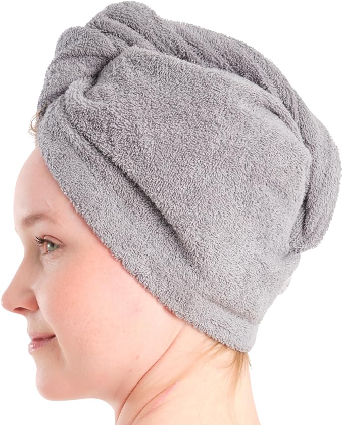 Seritaine Hair Towel Wrap for Women 2 Pack – 100% Turkish Cotton Turban for Wet Hair Quick Dry – Soft & Gentle Head Towel Cap– Soft and Absorbent Cotton - 10x26 inch