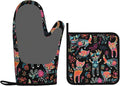 Oven Mitts and Potholders Cartoon Cat Silicone Glove Heat Resistant, Kitchen Gloves for Cooking, 2-Piece Set