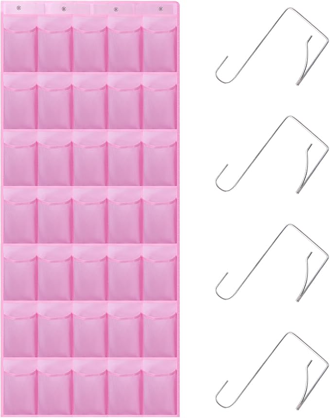 Teikou 35Large Pockets Over The Door Shoe Organizer, Mesh Pockets Shoe Holder Rack, Capacity hanging shoe organizer，door shoe rack With 4 Metal Hook.