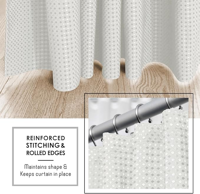 Clara Clark White Shower Curtain - Hotel Quality Waffle Fabric Bath Curtain 72x72, Heavy Duty Waterproof Shower Curtains for Bathroom
