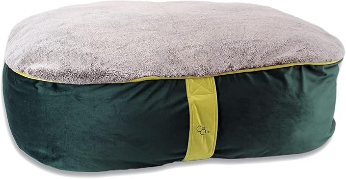 CozyOne Mia Collection Self-Warming Oval Dog Bed - Ultra-Soft Plush Dream Pet Bed with Removable Velvet Cover - Cozy Dog Beds for X Large Dogs (42x36x12 Inch, Green) - Made in USA