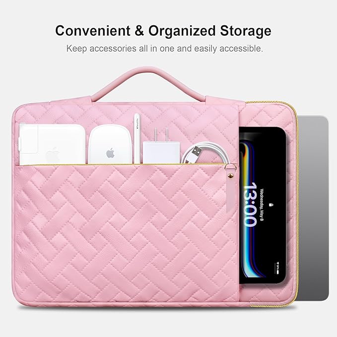 Lacdo 360° Protective Laptop Sleeve Case for 15 inch New MacBook Air M4 A3241 2025, M3 A3114, M2 A2941 2024-2023, 15 inch MacBook Pro A1990 A1707, Dell XPS 15 Plus 2022-2020 Computer Bag, Sakura Pink