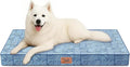 Tail Stories Outdoor Large Washable Dog Bed, Orthopedic Egg Crate Foam Dog Crate Mat for Large Dogs with Removable Oxford Cooling Cover, White Blue