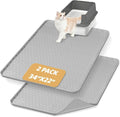 Bartuke Cat Litter Mat, 2 Pack Large 34" x 22" Silicone Mat Litter Trapping Mat for Scatter Control, Soft on Kitty Paws, Easy to Clean (Light Grey)