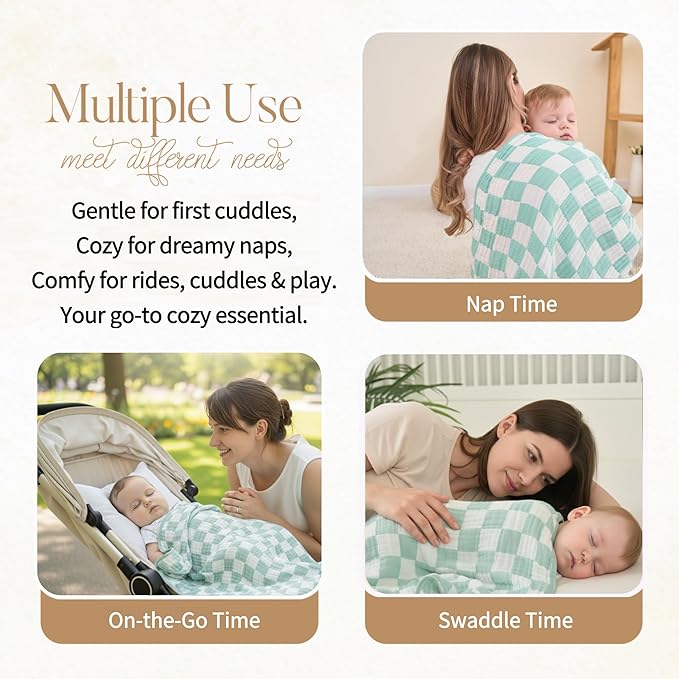 HardNok Ultra Soft Muslin Baby Blanket, A Versatile Swaddle and Bed Blanket for Babies, Toddlers, Boys, and Girls (1 Pack).