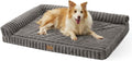 COZY KISS Cute Dog Bed, Faux Rabbit Fur Orthopedic Foam Dog Bed with Sides, Removable Washable Cover & Waterproof Lining, Comfortable Pet Couch for Large Dogs, Grey (44" L x 32" W x 7" Th)