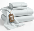 LANE LINEN Full Size Sheet Set - 100% Cotton Sheets, 450 Thread Count Soft Satin Bed Sheets, Breathable Bedding Sheets & Pillowcases, 4PC Full Bed Sheets Set, Deep Pocket Sheets - Ballad Blue