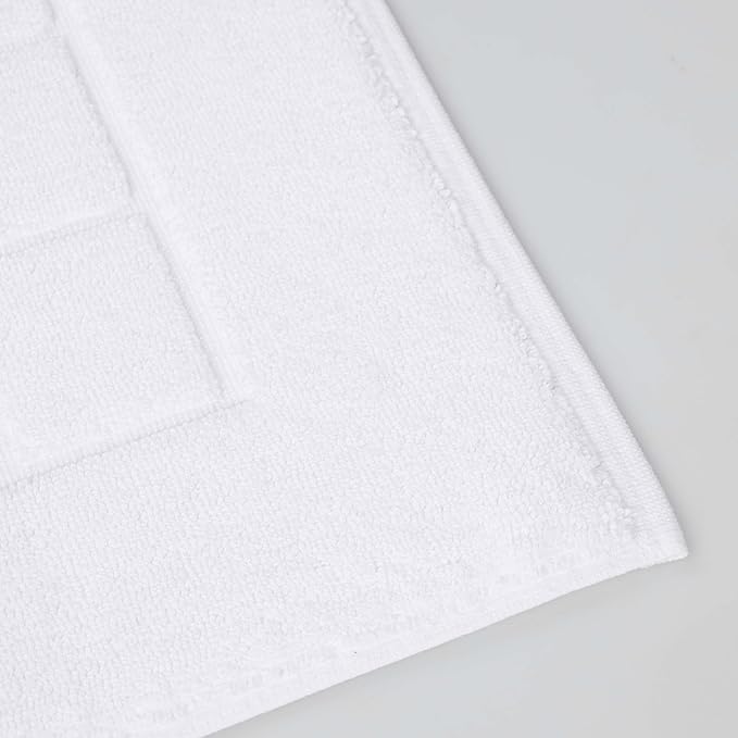 Superior 100% Cotton Bathmat Set, Bath Mats, Bathroom Decor, Shower, Bathtub Essentials, Home Accessories, Small Washable Rug, No Backing, Heavyweight, Nora Collection, Set of 2, 22" x 35", White